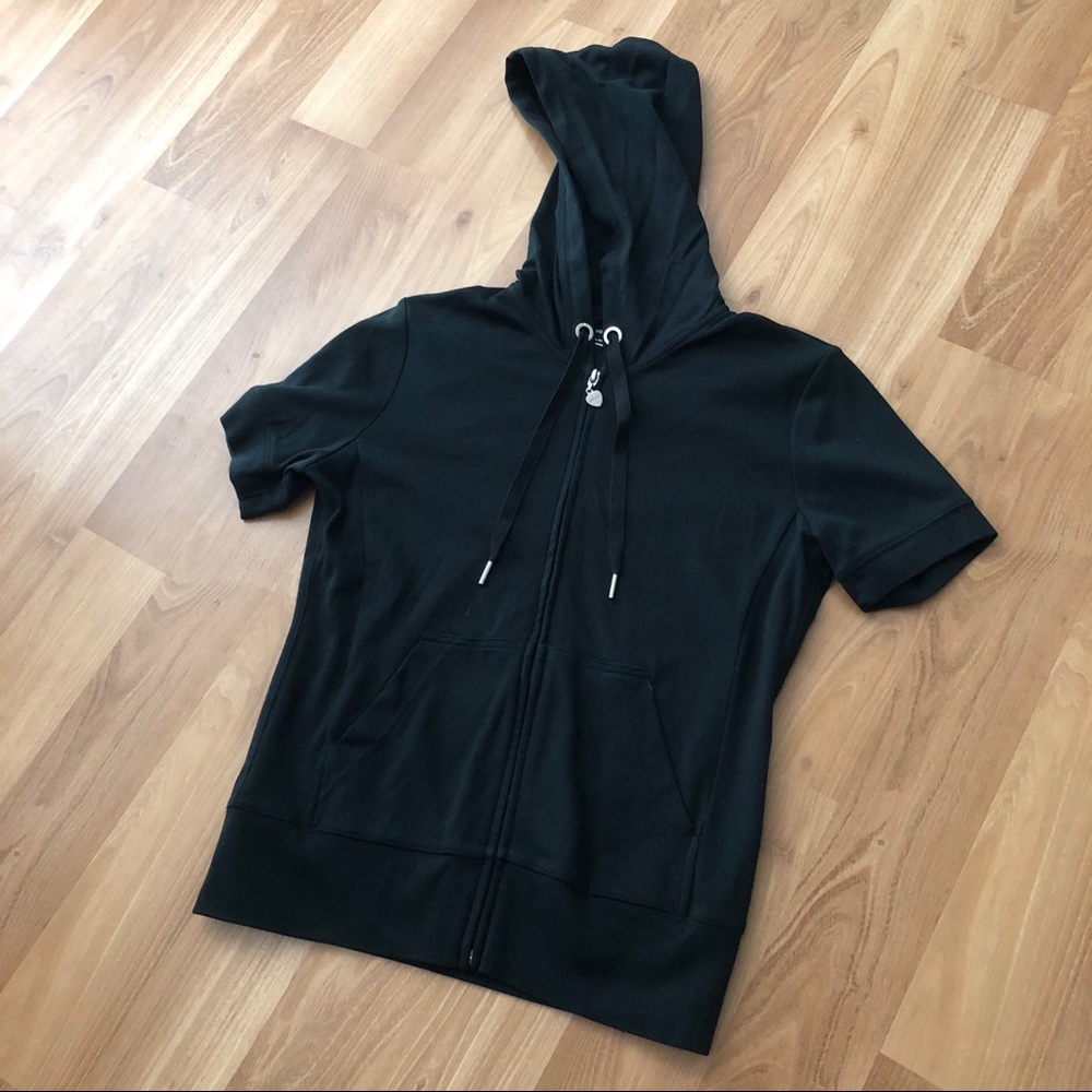 Hooded Zip-Up Short-Sleeve Top